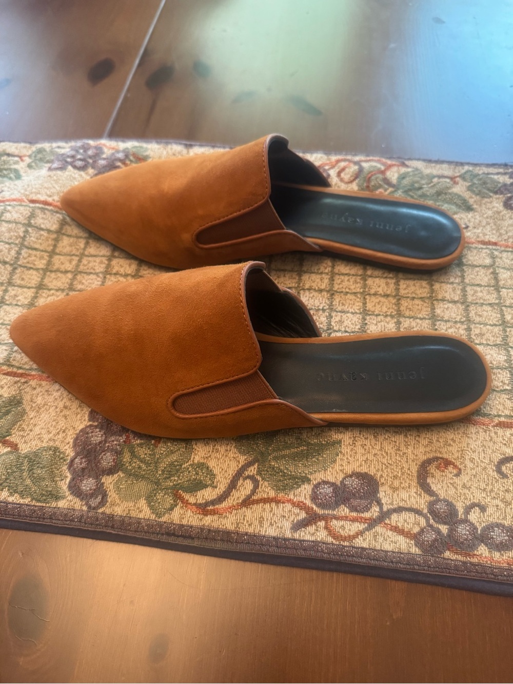 Jenni Kayne Pointed Suede Slip-On Mules in Rust - Picture 2 of 6